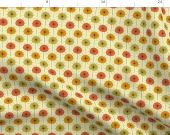 Mid-Century Floral Orange Fabric - Mid Modern Floral By Roofdog Designs - Mid-Century Floral Cotton Fabric By The Yard With Spoonflower