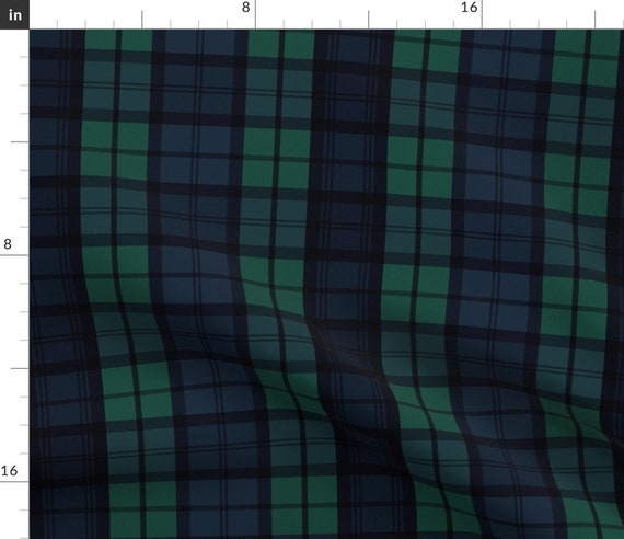 Green Tartan Fabric Dark Green Plaid by Laurapol Green and Navy Plaid  Cosplay Uniform Cotton Fabric by the Yard With Spoonflower 