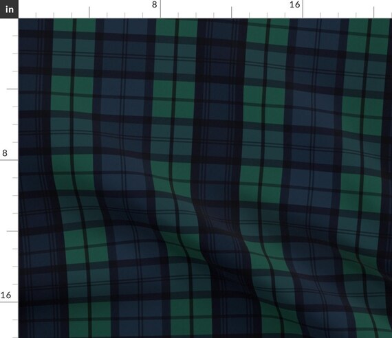 Green Tartan Fabric Dark Green Plaid by Laurapol Green and Navy