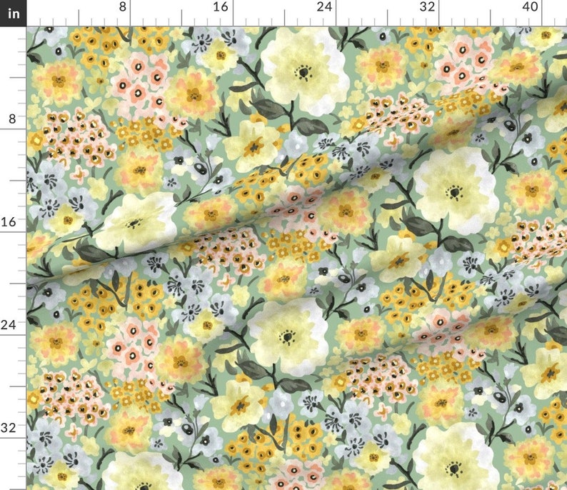 Cherry Blossom Fabric Modern Floral Confetti by Etsy