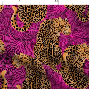 Maximalist Leopard Fabric - Leopard Kaleidoscope by hnldesigns - Hot Pink Large Safari Zoo Bright Bold Fabric by the Yard by Spoonflower