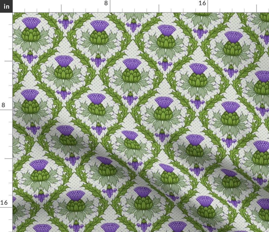 Scottish Thistle Damask Fabric Scottish Thistle Damask By Chantal Pare