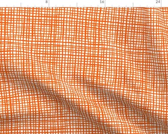 Orange Stripe Fabric - Orange Grid Painted Stripes Halloween Fabric By Charlottewinter - Orange Cotton Fabric by the Yard with Spoonflower