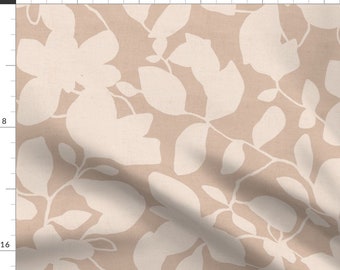 Minimal Magnolia Fabric - Earth Tone Magnolia by lolahstudio - Blush Sand Beige Neutral Earth Tone Fabric by the Yard by Spoonflower