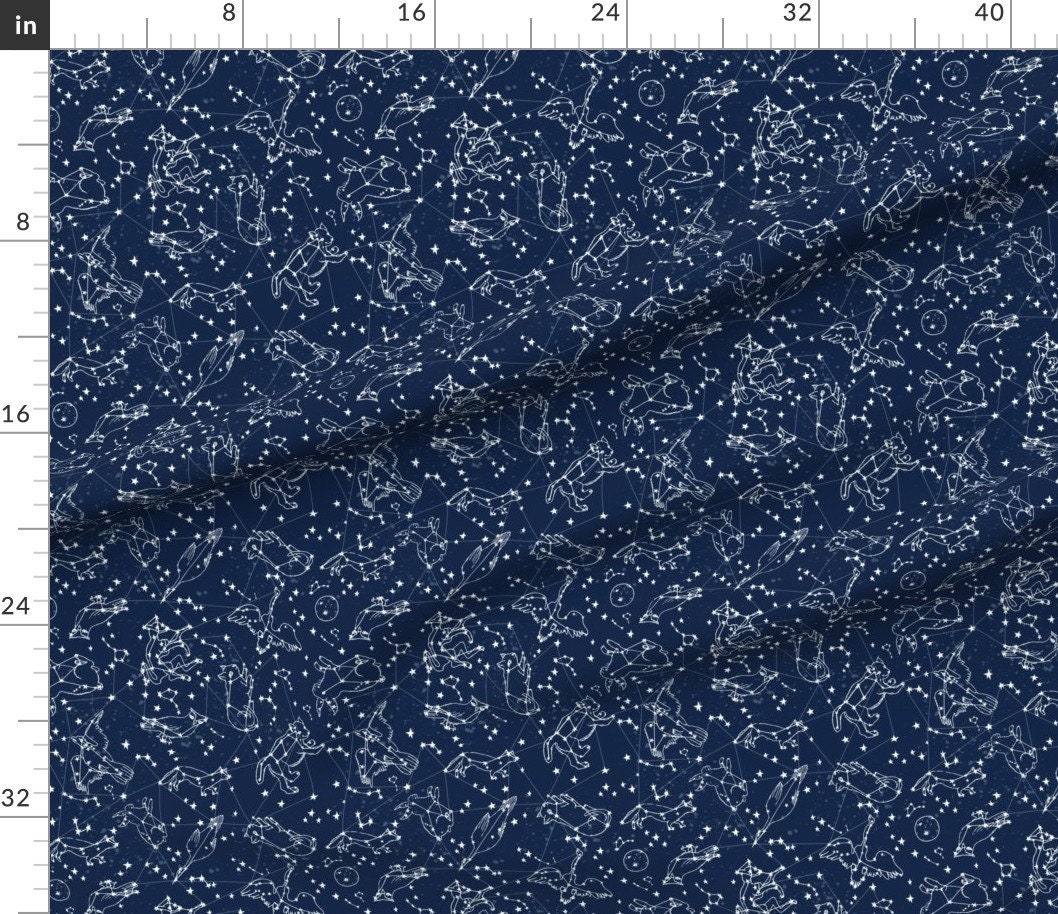 Tessuto Navy Stars Constellation Space Tessuto 100% Popeline Di - Foto 8