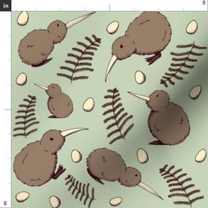 Kiwi Bird Fabric - Kiwi Bird By Svaeth - Kiwi Bird Fern Plant Nature Home Decor Upholstery Cotton Fabric By The Yard With Spoonflower image 3