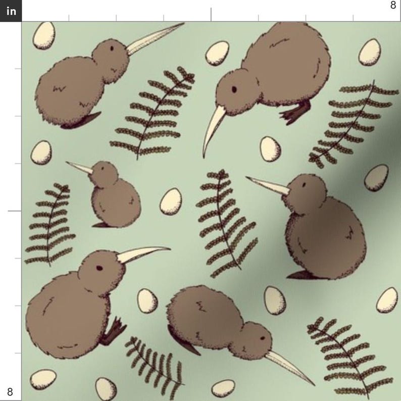 Kiwi Bird Fabric - Kiwi Bird By Svaeth - Kiwi Bird Fern Plant Nature Home Decor Upholstery Cotton Fabric By The Yard With Spoonflower image 3