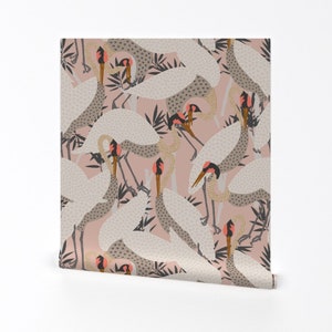 Heron Wallpaper - Heron Pink By Holli Zollinger - Nautical Blush Coastal Bird Wings Removable Self Adhesive Wallpaper Roll by Spoonflower