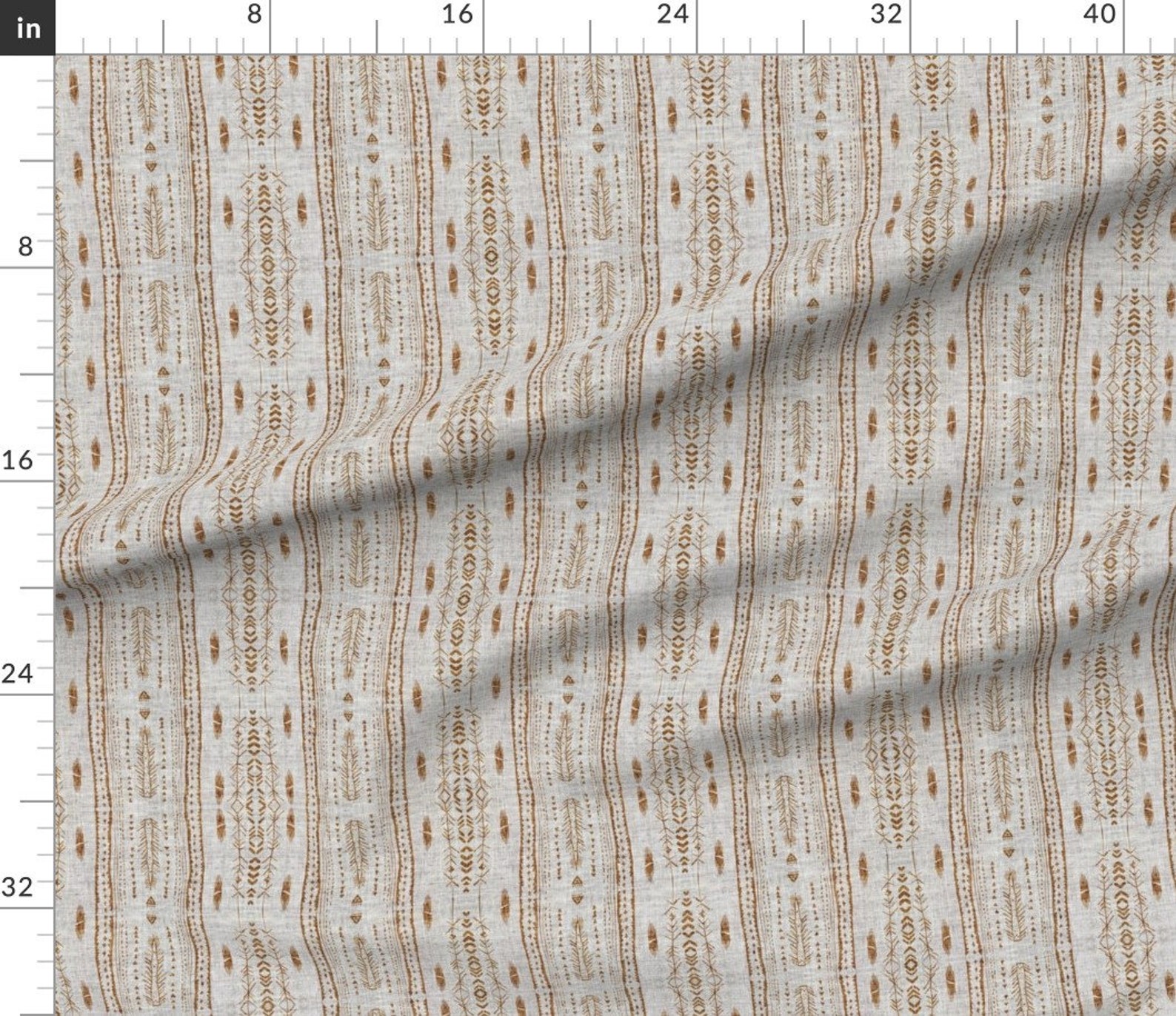 Stripes Brown Aztec Pattern Blue Fabric Atlantis Fleet - Etsy