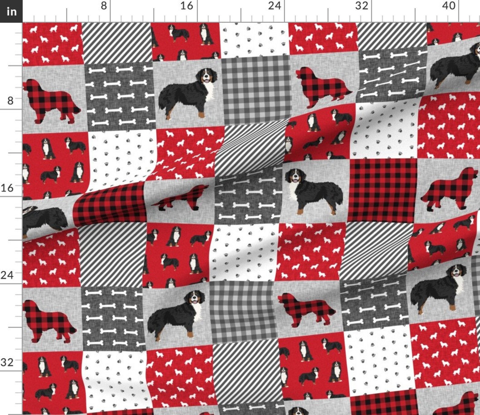 Bernese Mountain Dog Fabric Bernese Mountain Dog Pet Quilt A Etsy