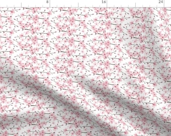 Cherry Blossom Fabric - Cherry Blossom Watercolor By Magentarosedesigns - Pink White Japanese Cotton Fabric By The Yard With Spoonflower