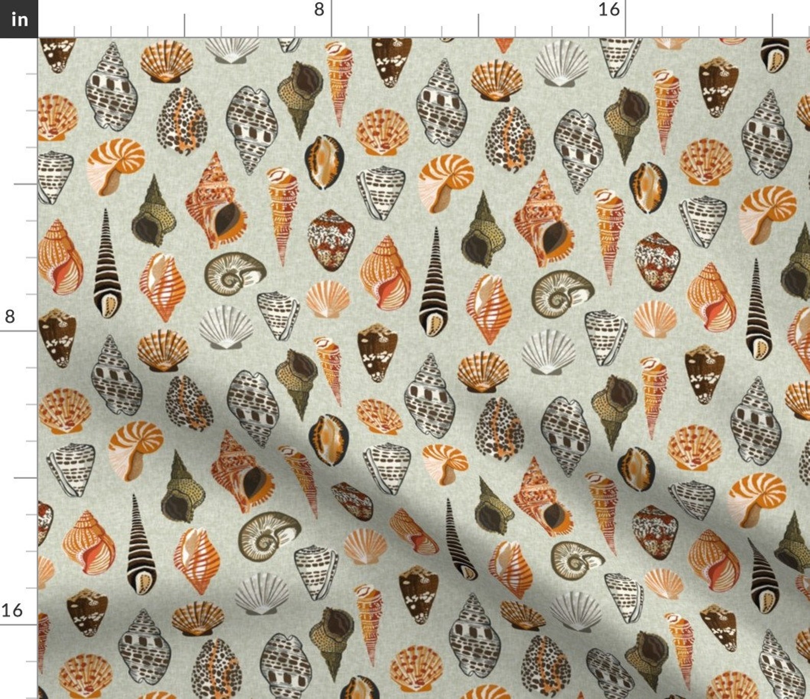 Shell Fabric Seashells Beach Summer Mint Ocean Water Sea | Etsy