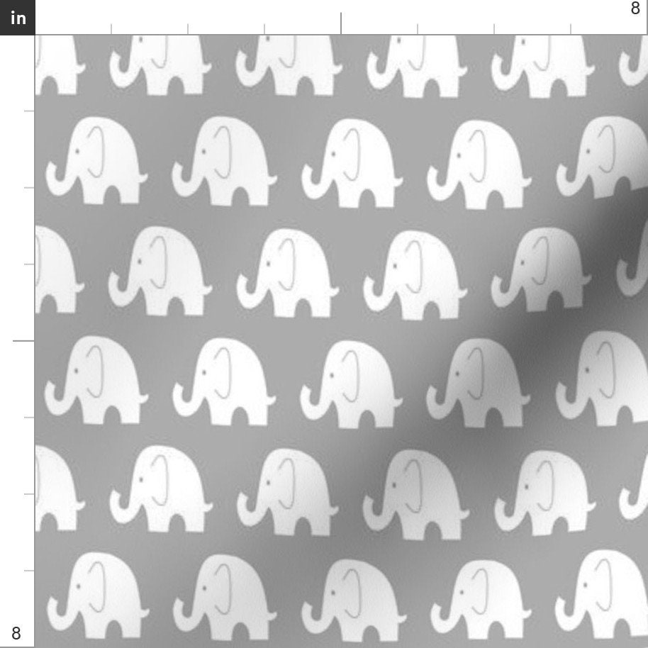 Elephant Fabric Gray Elephant by Sewluvin Elephant Gray Etsy