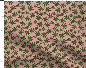 Cannabis Fabric - Cannabis By Leicorredor - Pink Green 420 Weed Leaves Marijuana Legalize Pot Cotton Fabric By The Yard With Spoonflower