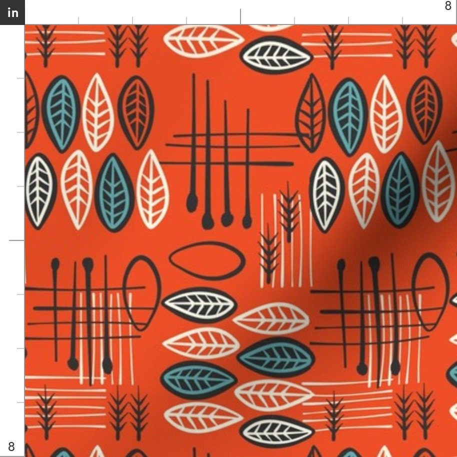 Mid Century Modern Decor Fabric Midcentury Modern Konawood Etsy