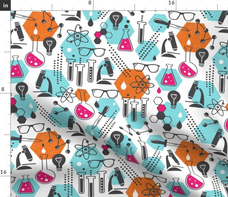 Science Fabric Chemistry Lab Modern Girl by Heatherdutton Etsy