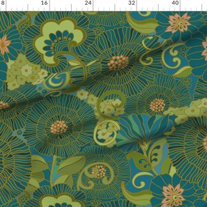 Kaleidoscope Blue Floral Fabric - Kaleidoscope Retro Floral L By Honoluludesign - Kaleidoscope Cotton Fabric By The Yard With Spoonflower image 2