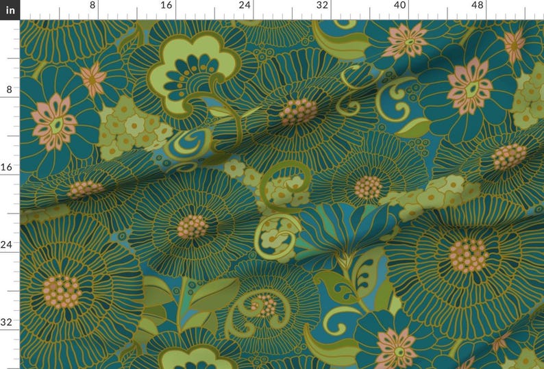 Kaleidoscope Blue Floral Fabric - Kaleidoscope Retro Floral L By Honoluludesign - Kaleidoscope Cotton Fabric By The Yard With Spoonflower image 2
