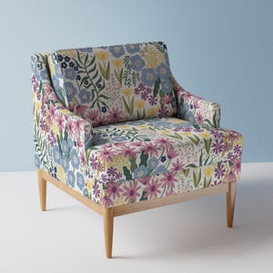 Cheerful Floral Upholstery Fabric- Lower Garden by kirstudio - Bright Pastel Large Scale Botanical  Fabric By The Yard With Spoonflower