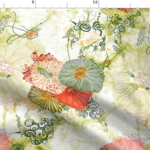 Oceanic Reef Fabric - Pe Ink Sea Shells Barnacles Watercolor By Mimipinto - Ocean Coral Organic Cotton Fabric By The Yard With Spoonflower