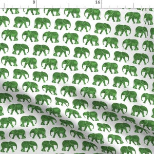 Elephants Green Watercolor Fabric - Baby Elephants - Green By Littlearrowdesign - Baby Elephants Cotton Fabric By The Yard With Spoonflower