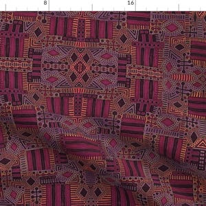 Kilim Fabric - Turkish Rug Inspired By Dunnspun - Kilim Purple Geometric Boho Bohemian Cotton Fabric By The Yard With Spoonflower