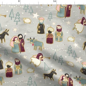 Nativity Scene Fabric - Nativity - The Birth Of Jesus By Marketa Stengl - Nativity Christmas Cotton Fabric By The Yard With Spoonflower