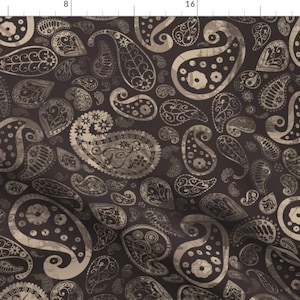 Steampunk Fabric - Steampunk Paisley By Antieuclid - Dark Muted Brass Age Steampunk Quilting Cotton Fabric By The Yard With Spoonflower