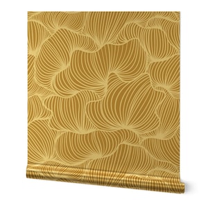 Minimal Golden Gold or Silver Metallic Wallpaper - Serenity Simple by janina_kallio - Mustard Gold Wallpaper Roll by Spoonflower