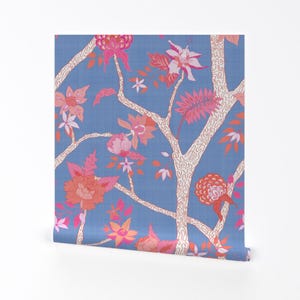 Chinoiserie Orchard Wallpaper - Peony Branch Mural By Danika Herrick -Pink Purple Tree Removable Self Adhesive Wallpaper Roll by Spoonflower