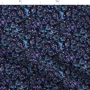 Fantasy Fabric - Tiny Scale Space Dice by kristeninstitches - Ttrpg Dice Bags Galaxy Outer Space Gaming Fabric by the Yard by Spoonflower
