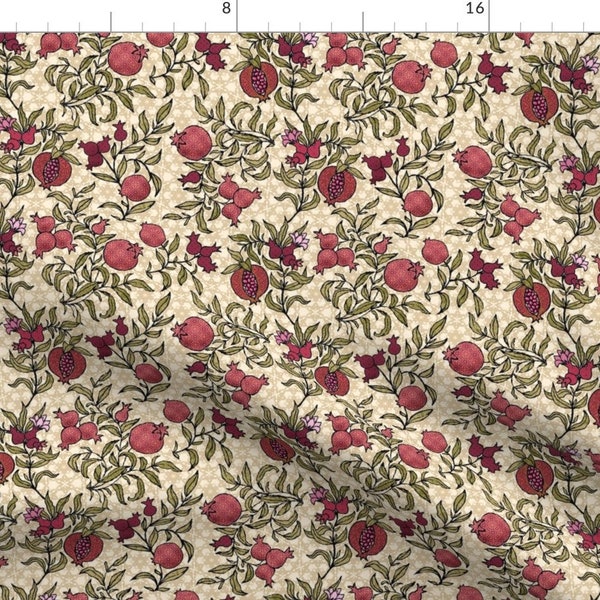Rustic Pomegranate Fabric - Rustic Pomegranate By Maritcooper - Cottage Chic Pomegranate Decor Cotton Fabric By The Yard With Spoonflower