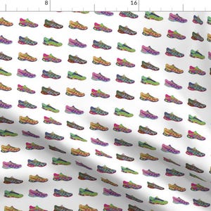 Running Shoes Colorful Fabric - Running Shoes By Purplepeachstudio - Running Shoes Exercise Cotton Fabric By The Yard With Spoonflower