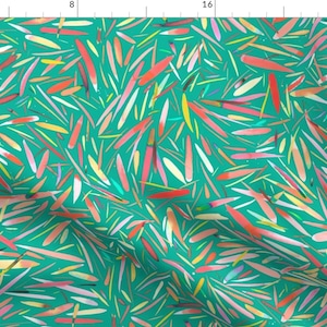 Abstract Fabric - Spring Rain Lines By Ninola-Design - Coral Green Painterly Kids Watercolor Cotton Fabric By The Yard With Spoonflower
