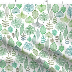 Botanical Leaves Fabric - Green Leaves Pattern By Yulia - Summer Botanical Leaves Cotton Fabric By The Yard With Spoonflower
