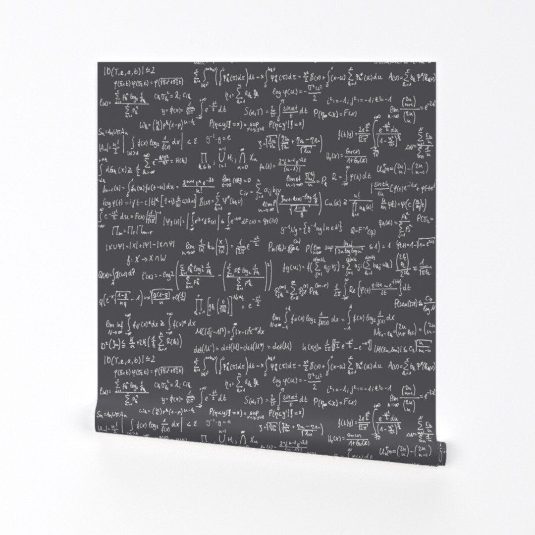 Charcoal Wallpaper Math Notes Charcoal Large by Thinlinetextiles Custom ...