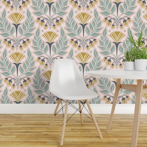 Art Nouveau behang - Blush Pink Victorian van Heatherdutton - Vintage op maat bedrukt, verwijderbaar, zelfklevend behang op rol van Spoonflower