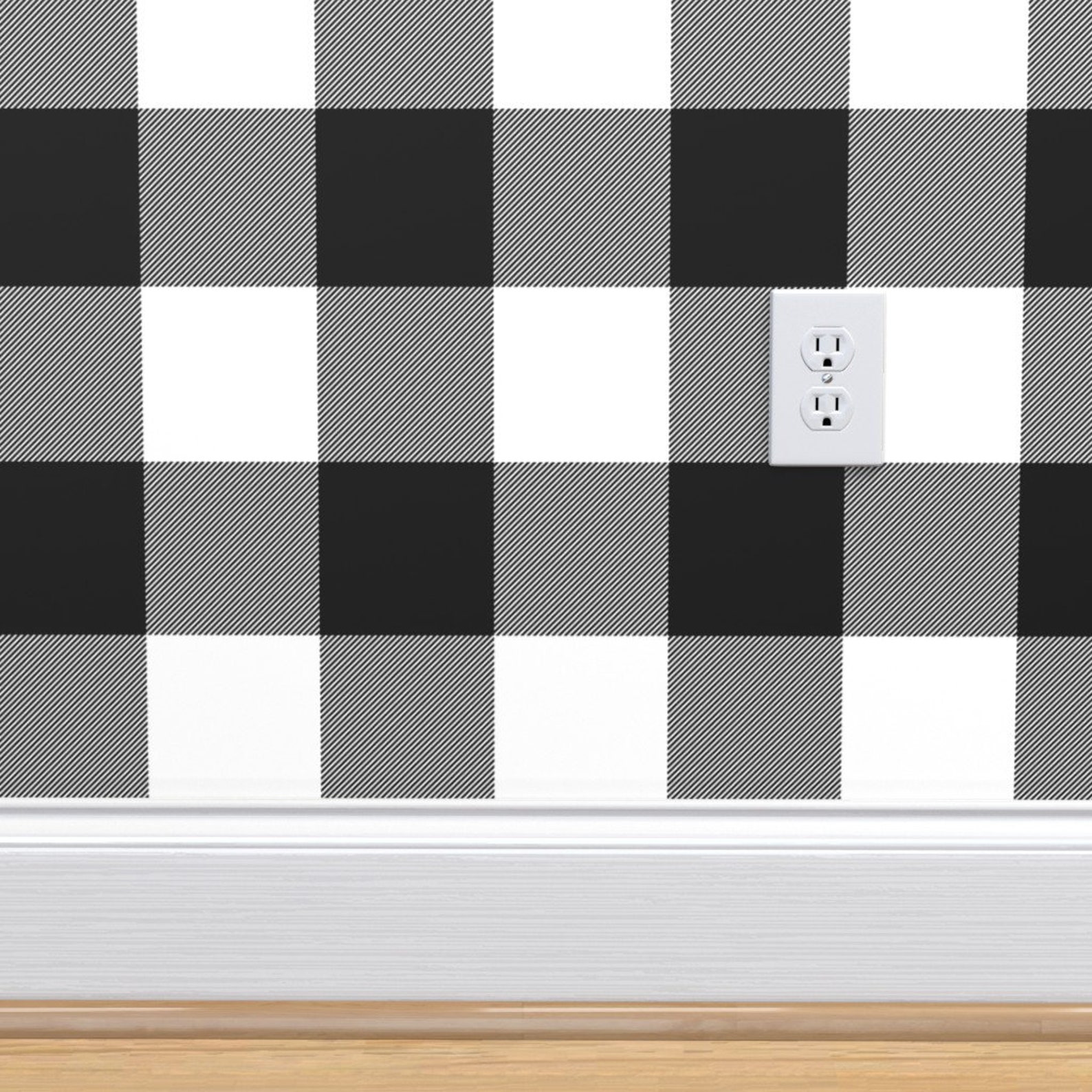 Buffalo Check Wallpaper Buffalo Check Black White By | Etsy