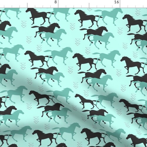 Horse Fabric Wild Horses in Mint by Lub by Lamb Horses - Etsy Horse Fabric Wild Horses in Mint by Lub by Lamb Horses - Etsy