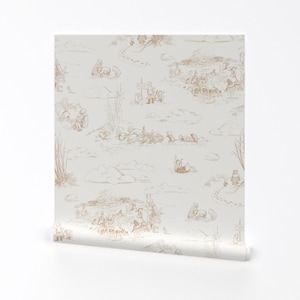 Carta da parati rimovibile Pooh Soft Honey - Nursery Storybook Tan - Decorazione murale - Pooh Toile Honey di at_the_cottage