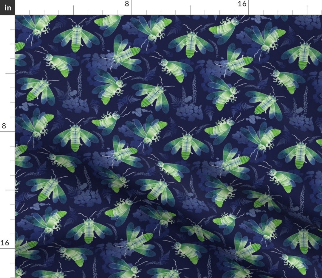 Fireflies Fabric Fireflies Glowing Nights 3 by Selmacardoso - Etsy