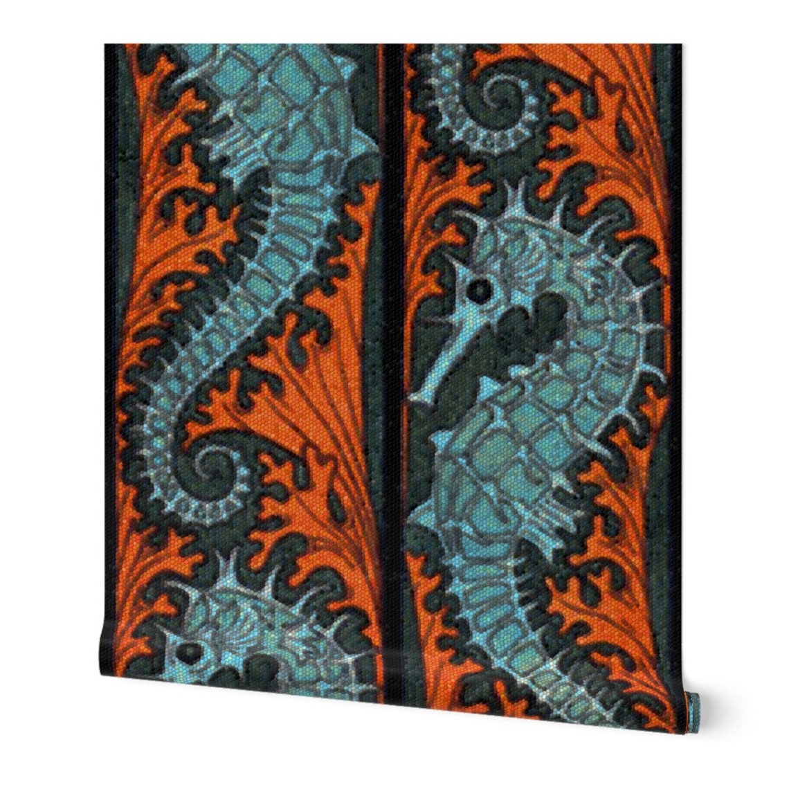 Mosaic Wallpaper Seahorse Mosaic by Peacoquettedesigns - Etsy