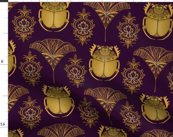 Egyptian Art Deco Fabric - Yellow Scarabs by ella_frieda - Scarab Beetle Purple Yellow Bugs Art Deco Egypt Fabric by the Yard by Spoonflower