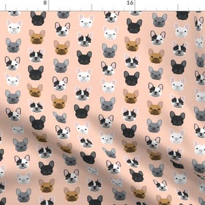 Blush Pink French Bulldog Fabric - French Bulldog Frenchie Pet Dog Puppy Puppies By Petfriendly - Cotton Fabric By The Yard With Spoonflower
