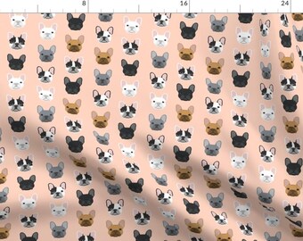 Blush Pink French Bulldog Fabric - French Bulldog Frenchie Pet Dog Puppy Puppies By Petfriendly - Cotton Fabric By The Yard With Spoonflower
