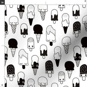 Kawaii Ice Cream Fabric - Sweet Ice Cream Ice Pop Sugar Kawaii Black White By Littlesmilemakers- Cotton Fabric By The Yard With Spoonflower image 3