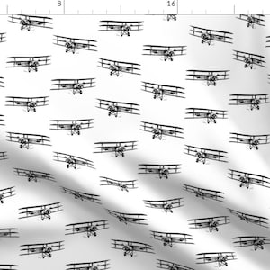 Retro Aviation Fabric - Antique Triplane Airplane Aviation By Cloudycapevintage - Aviation Cotton Fabric By The Yard With Spoonflower