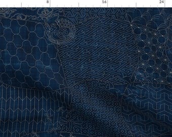Sashiko Fabric - Sashiko The Collection Sampler by bonnie_phantasm - Japanese Traditional Embroidery Fabric by the Yard by Spoonflower