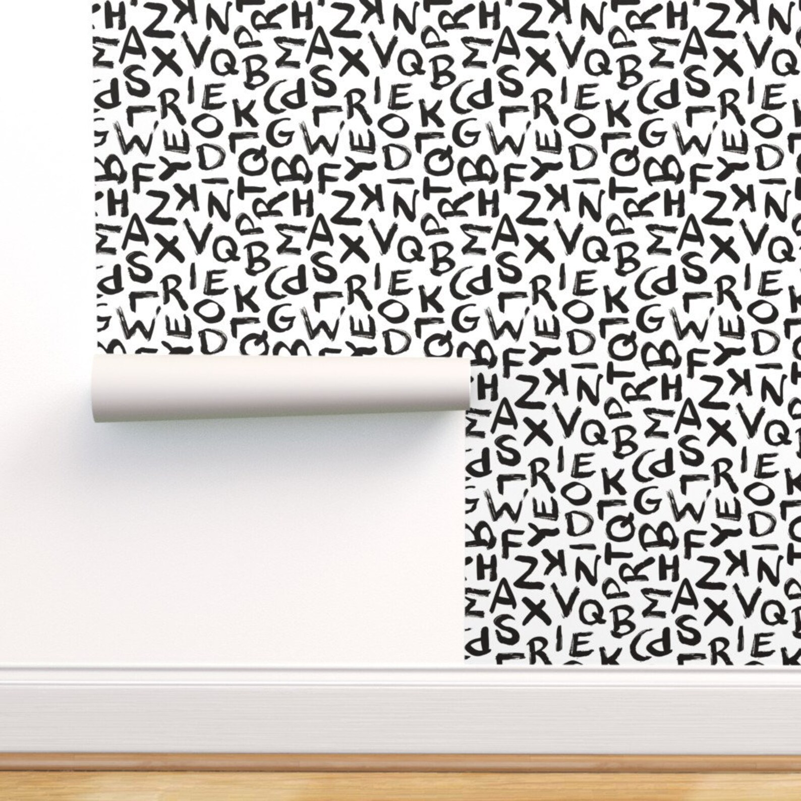 Black and White Wallpaper Alphabet Black White by - Etsy