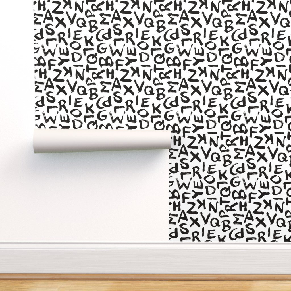 Black and White Wallpaper Alphabet Black White by Etsy